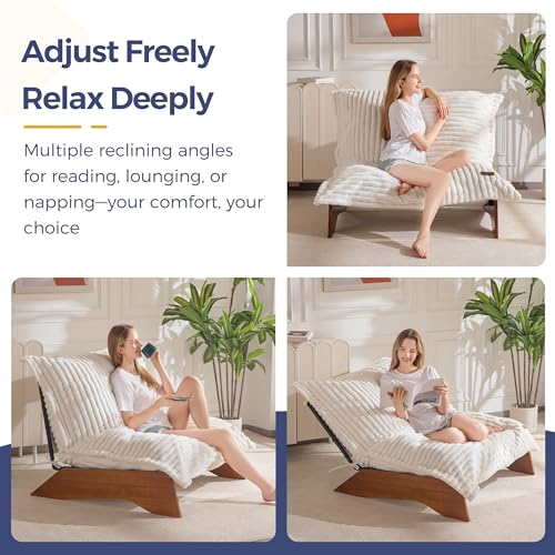 Adjustable Living Room Chair, 3-Position Bean Bag Chair with Frame