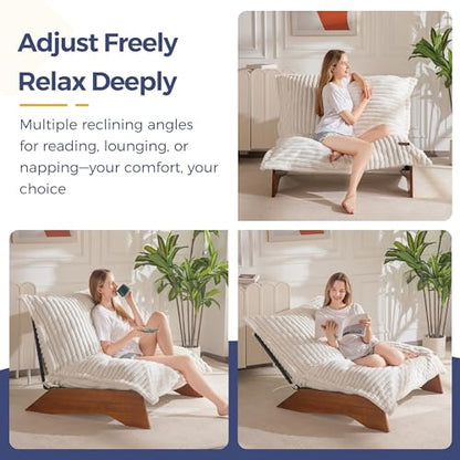 Adjustable Living Room Chair, 3-Position Bean Bag Chair with Frame