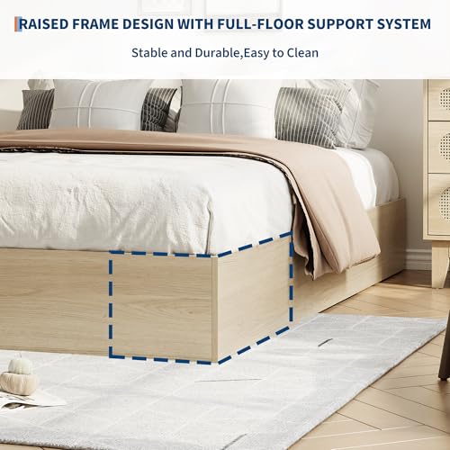 King Bed Frame with 2 Storage Drawers,Wooden Floor Bed Frame