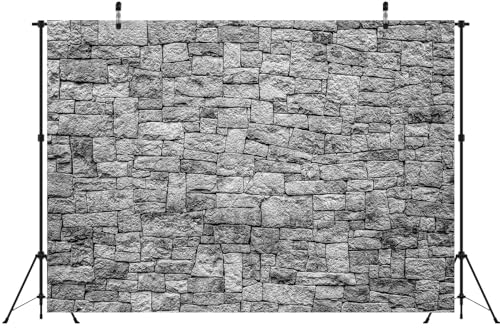 BELECO 6x6ft Fabric Dark Brick Stone Wall Backdrop Gray Rock Stones Texture Old Wall Background Medieval Castle Wall Party Decorations Banner Knight Party Supplies Photoshoot Props - size: 6x6FT