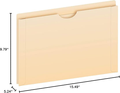 Pendaflex File Jackets, Legal Size, Manila, 2" Expansion, Reinforced Straight-Cut Tabs with Thumb Cut, 50 Per Box (23200EE), Beige