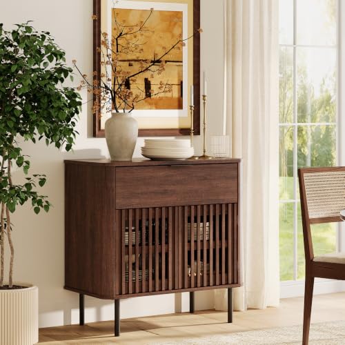 31.5" Tall Modern Sideboard Buffet Cabinet with Storage, Walnut