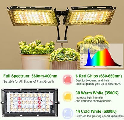 LBW Grow Light for Indoor Plants, Dual-Head Full Spectrum LED Plant Light