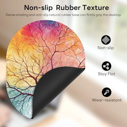 Oval Mouse Pad 6x8in Non-Slip for Laptop,Four Seasons Tree