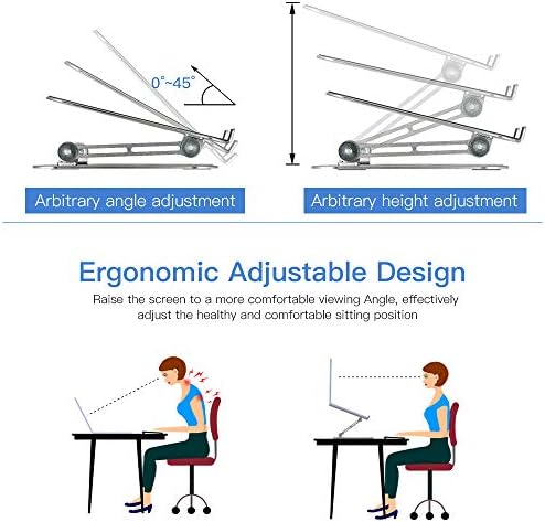 Ergonomic Adjustable Laptop Riser, Computer Stand Laptop Holder Compatible with 10-15.6" Laptops and Tablets (Aluminum, Silver)