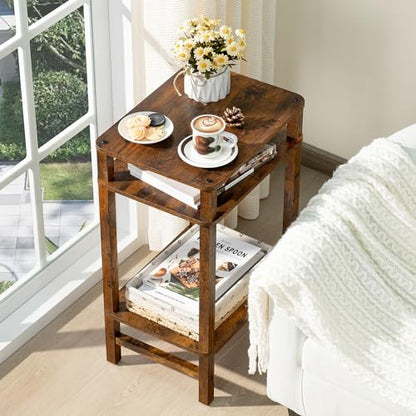 Industrial End Tables for Living Room, Brown
