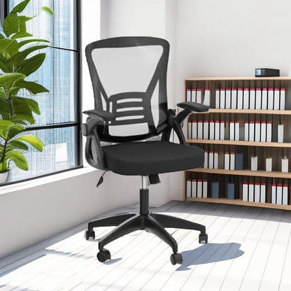 Home Office Desk Chair Mid Back with Adjustable Height Dark Black