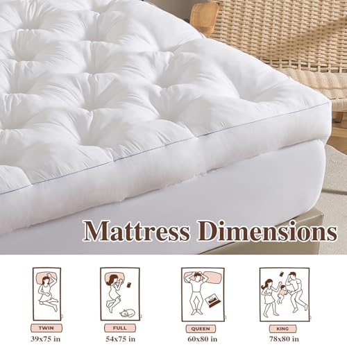 5 Inch Memory Foam Mattress Topper (Queen, 60x80),Deep Pocket