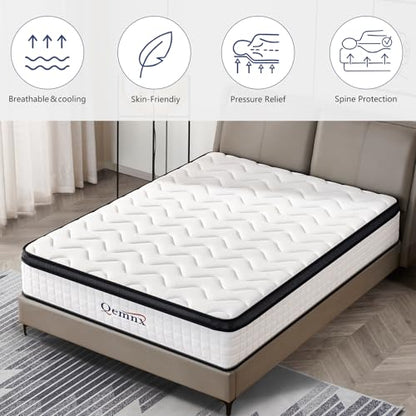 12 Inch Queen New Hybrid Mattress, Memory Foam, Medium Firm