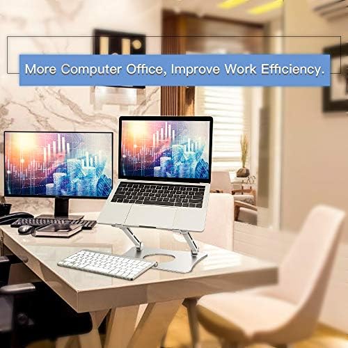 Ergonomic Adjustable Laptop Riser, Computer Stand Laptop Holder Compatible with 10-15.6" Laptops and Tablets (Aluminum, Silver)
