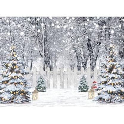 Winter Photography Backdrop Glitter Snowy Forest Pine Tree Background Snow Christmas Xmas Holiday Party Decor Banner Portrait Studio Booth Photobooth Props 7X5ft 115 - size: 7x5ft