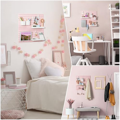 VUSIGN Pegboard Combination Wall Organizer Kit 22" x 22", Pink