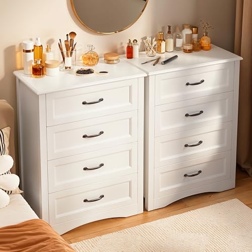 4 Drawer Dresser for Bedroom, Wood Storage Chest, White