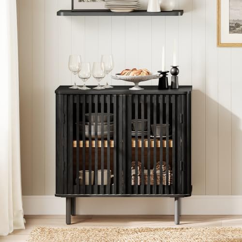 31.5" H Sideboard Buffet Cabinet with Adjustable Shelf, Black