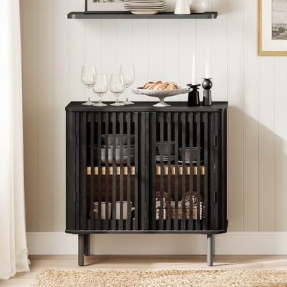 31.5" H Sideboard Buffet Cabinet with Adjustable Shelf, Black