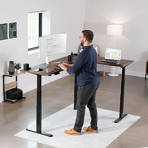 Black Electric Corner 3 Leg Standing Desk Frame, DESK-V130EB