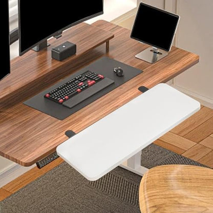 Generic Desk Extender Tray Armrest Keyboard Foldable Clamp on Desk Extension Computer Table Organizer Shelf Wrist Support Wood and Metal Suitable for, White