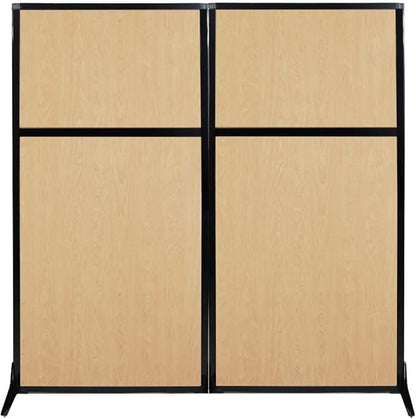 Versare Workstation Partition | Portable Wall Divider | Modern Office Cubicle | Free Standing Privacy Screen | Flexible Work Space | 66" x 70" Natural Maple Wood Grain Panels No Window