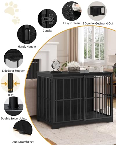 46.9" XXL Dog Crate Furniture Indoor Dog Kennel with Barn Door