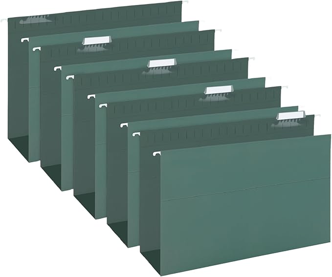 HERKKA Extra Capacity Hanging File Folders, 30 Pack Reinforced Legal Size Hanging Folders with Heavy Duty 3 Inch Expansion, Designed for Bulky Files, Medical Charts, Green