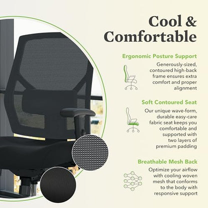Crio Ergonomic Office Chair, Office Desk Computer Chair, Black
