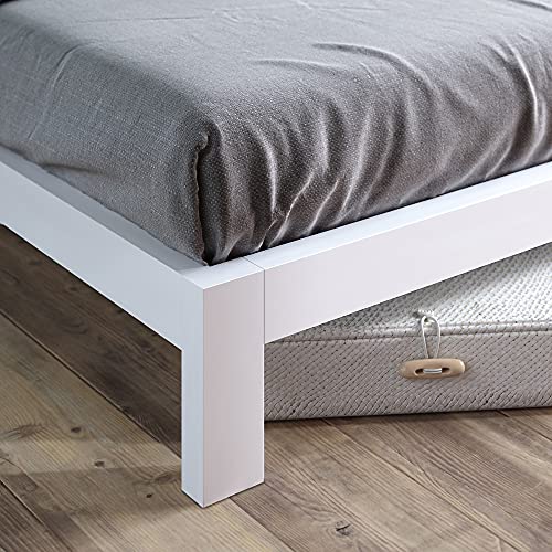 Arnav Metal Platform Bed Frame, Wood Slat Support, No Box Spring Needed, Easy Assembly, White, Full