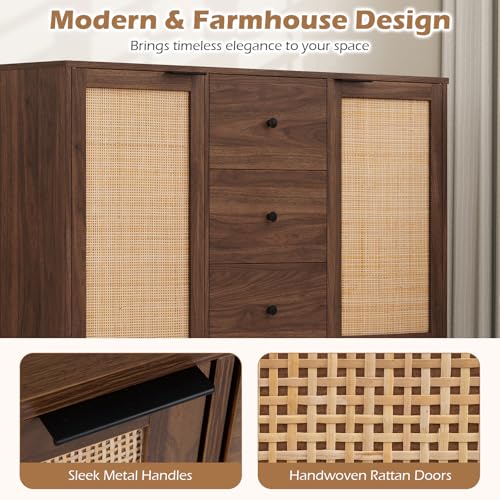 47.5" Sideboard Buffet Cabinet with Storage, Wooden Credenza, Brown