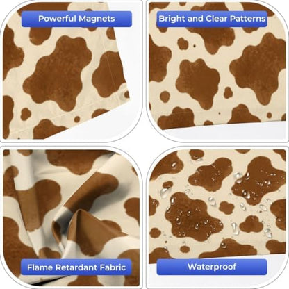 4 Pcs Fluorescent Light Covers for Ceiling Lights Fashionable cow leather brown Magnetic Light Filters Decorative for Classroom Office Hospital Home 4x2 Ft