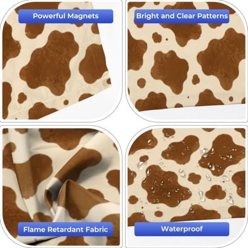 6 Pcs Fluorescent Light Covers for Ceiling Lights Fashionable cow leather brown Magnetic Light Filters Decorative for Classroom Office Hospital Home 4x2 Ft