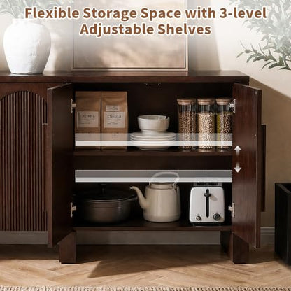 60"Modern Sideboard Cabinet with Storage,Solid Wood Arched Buffet Cabinet