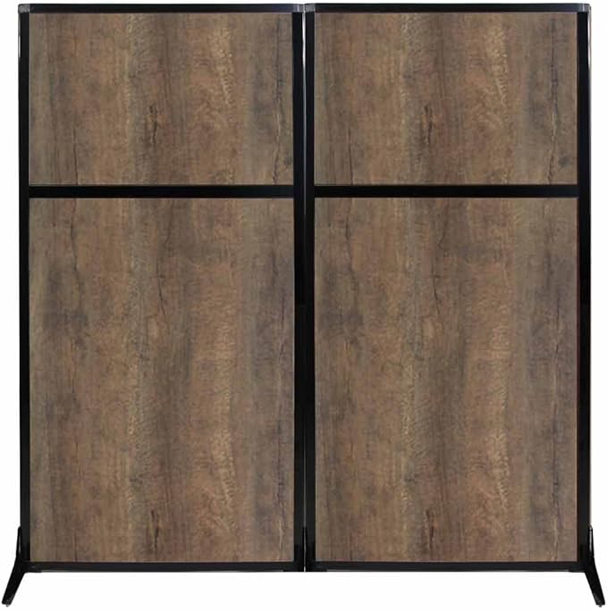 Versare Workstation Partition | Portable Wall Divider | Modern Office Cubicle | Free Standing Privacy Screen | Flexible Work Space | 66" x 70" Urban Oak Wood Grain Panels No Window