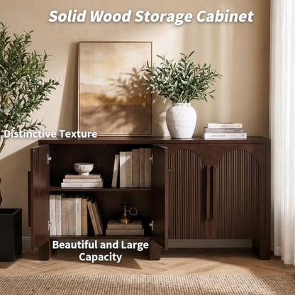 60"Modern Sideboard Cabinet with Storage,Solid Wood Arched Buffet Cabinet