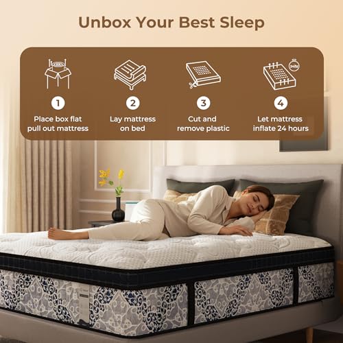 14 Inch Queen Size Mattress in a Box, Cooling Technology, Spring Support