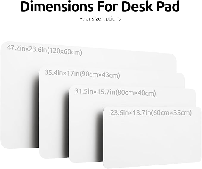 YSAGi Leather Desk Protector, Office Mat, Large Mouse Mat, Non-Slip PU Leather Blotter, Laptop Desk, Waterproof Writing Pad for Office and Home (White, 23.6" x 13.8")