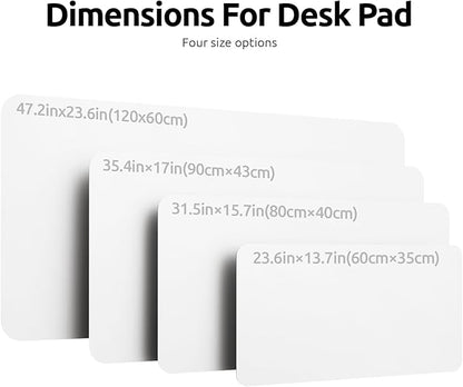 YSAGi Leather Desk Protector, Office Mat, Large Mouse Mat, Non-Slip PU Leather Blotter, Laptop Desk, Waterproof Writing Pad for Office and Home (White, 23.6" x 13.8")
