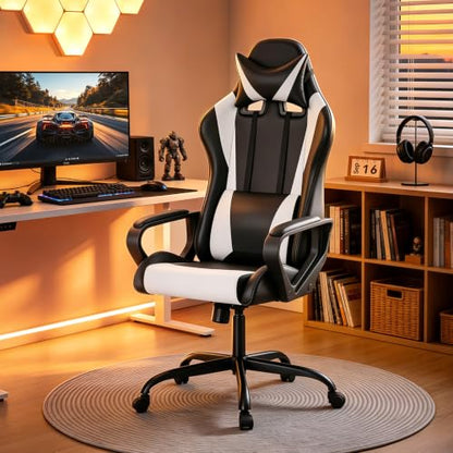 Ergonomic Gaming Chair for Adults, Video Game Chair, White