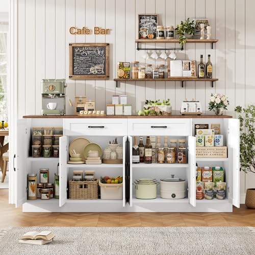 71” Large Buffet Cabinet, Sideboard with Adjustable Shelves