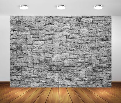 BELECO 6x6ft Fabric Dark Brick Stone Wall Backdrop Gray Rock Stones Texture Old Wall Background Medieval Castle Wall Party Decorations Banner Knight Party Supplies Photoshoot Props - size: 6x6FT