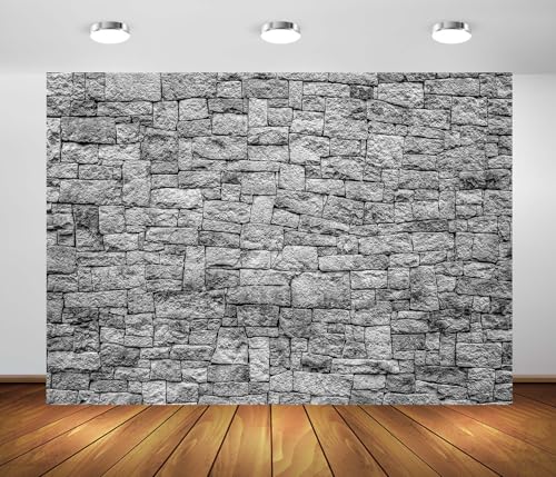 BELECO 17x10ft Fabric Dark Brick Stone Wall Backdrop Gray Rock Stones Texture Old Wall Background Medieval Castle Wall Party Decorations Banner Knight Party Supplies Photoshoot Props - size: 17x10ft