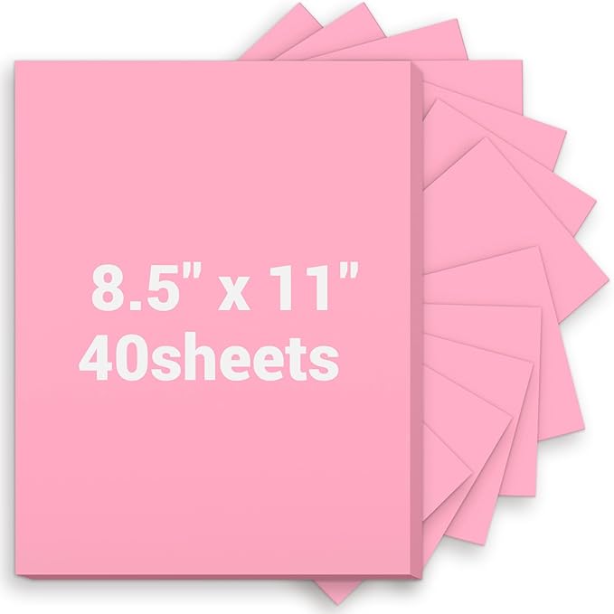 Cardstock 8.5 x 11, Thick Printer Paper 75 lb/200 gsm, 40 Sheets Card Stock Pink, Heavy Card stock, Art CardStock Paper for Invitations, Diy Cards, Business Cards, Menus, Crafts, Drawing etc