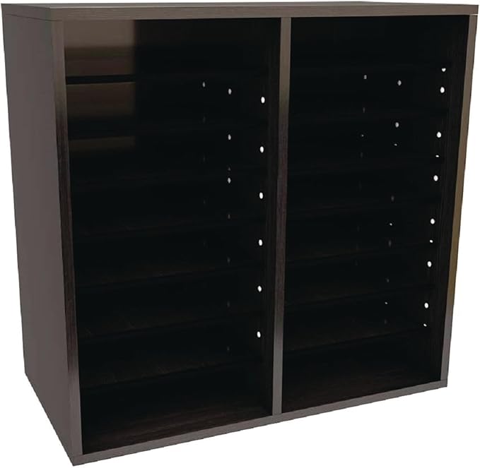 AdirOffice Wooden Adjustable organizerserature Organizer, 16 Compartment Office Mailbox, or Classroom Literature Organizer, Black