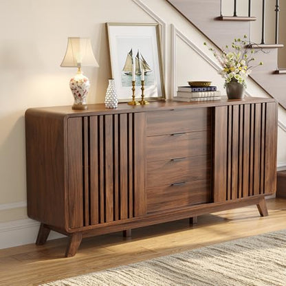 Sideboard Buffet Cabinet with Storage, Fluted Kitchen Cabinet