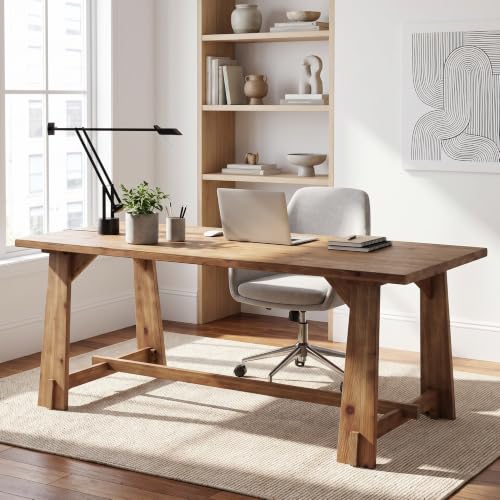 63" Long Large Wood Desks, Farmhouse Office Desk