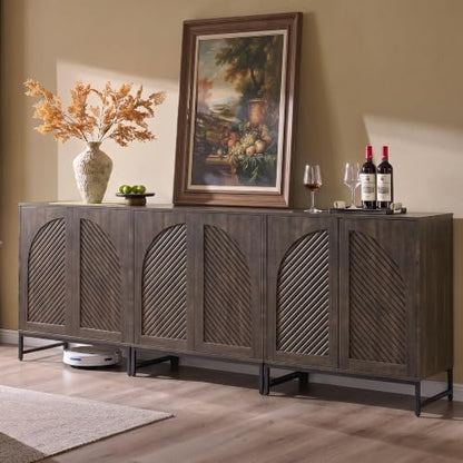 Fluted Sideboard Buffet Cabinet with Storage,Walnut