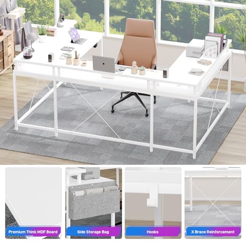 U Shaped Computer Desk 79 Inch Reversible l Shaped Gaming Desk