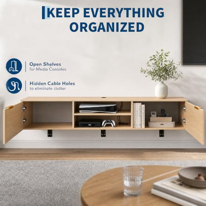 70" Floating TV Stand, Wall Mounted for TVs Up to 80"