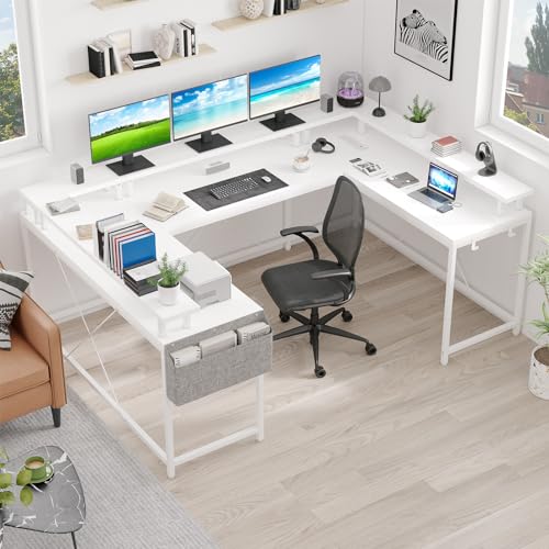 U Shaped Computer Desk 79 Inch Reversible l Shaped Gaming Desk
