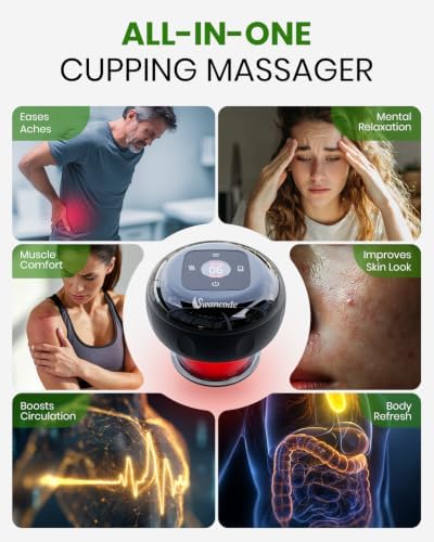 2 Pack Smart Cupping Therapy Set with Red Light, Heat & Suction