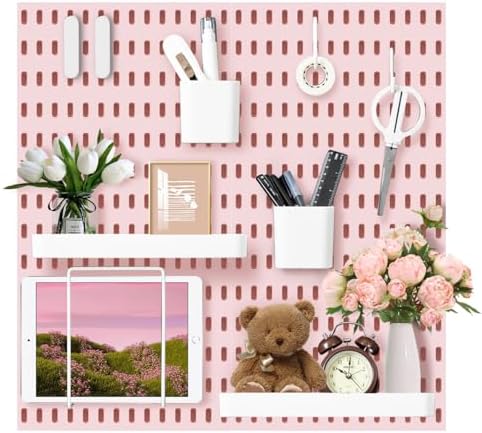 VUSIGN Pegboard Combination Wall Organizer Kit 22" x 22", Pink