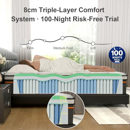 Full Size Mattress 12 Inch Hybrid Mattresses, Medium Firm